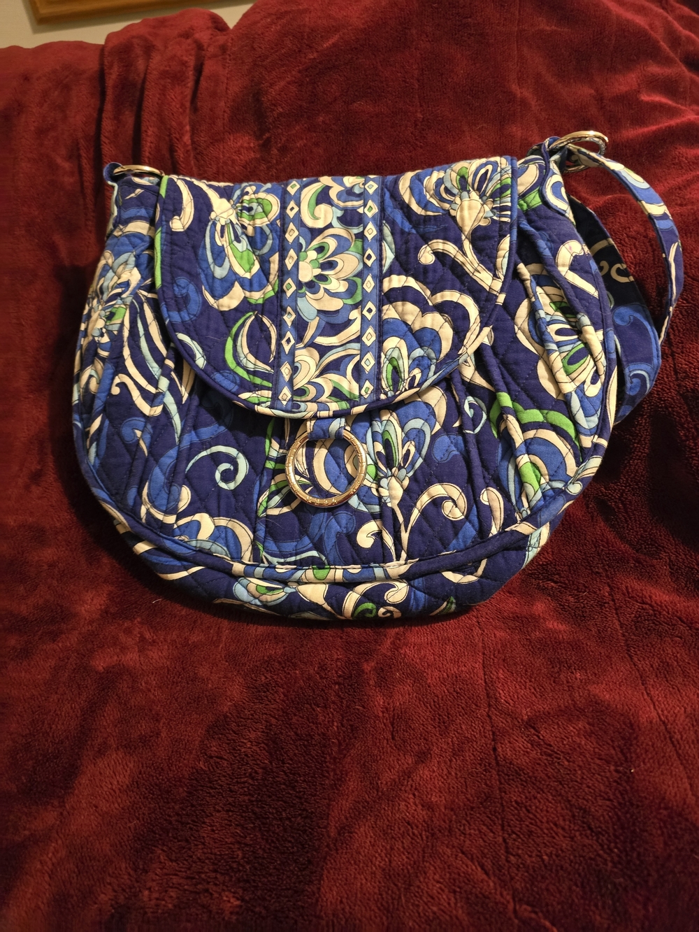 Vera Bradley Quilted Blue Floral Crossbody Bag